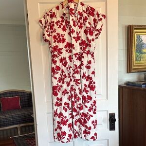 Ann Taylor Red and White Floral Maxi Dress